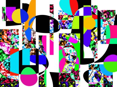 Renkli dalgalı şekiller, çizgiler, geometrik desenler, parlak renkler, soyut arkaplan