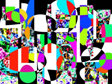 Renkli dalgalı şekiller, çizgiler, geometrik desenler, parlak renkler, soyut arkaplan