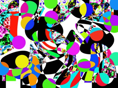 Renkli dalgalı şekiller, çizgiler, geometrik desenler, parlak renkler, soyut arkaplan