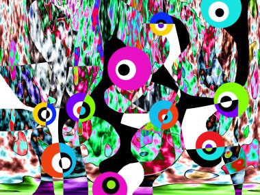 Renkli dalgalı şekiller, çizgiler, geometrik desenler, parlak renkler, soyut arkaplan