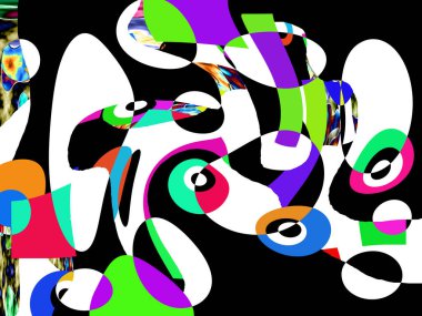 Renkli dalgalı şekiller, çizgiler, geometrik desenler, parlak renkler, soyut arkaplan