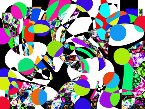 Renkli Dalgalı Şekiller Çizgiler Geometrik Desenler Parlak Renkler Soyut Arkaplan — Stok fotoğraf