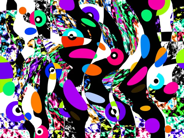 Kleurrijke Golvende Vormen Lijnen Geometrische Patronen Heldere Kleuren Abstracte Achtergrond — Stockfoto