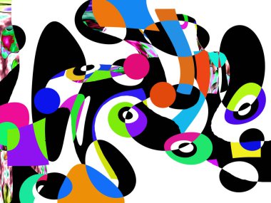 Renkli dalgalı şekiller, çizgiler, geometrik desenler, parlak renkler, soyut arkaplan