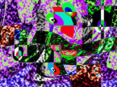 Renkli dalgalı şekiller, çizgiler, geometrik desenler, parlak renkler, soyut arkaplan