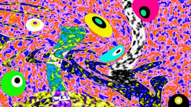 Renkli dalgalı şekiller, çizgiler, geometrik desenler, parlak renkler, soyut arkaplan