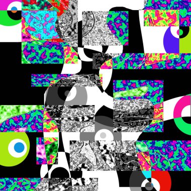 Renkli dalgalı şekiller, çizgiler, geometrik desenler, parlak renkler, soyut arkaplan