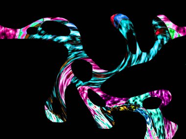 Renkli dalgalı şekiller, çizgiler, geometrik desenler, parlak renkler, soyut arkaplan