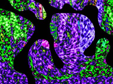 Renkli dalgalı şekiller, çizgiler, geometrik desenler, parlak renkler, soyut arkaplan