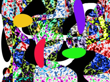 Renkli dalgalı şekiller, çizgiler, geometrik desenler, parlak renkler, soyut arkaplan