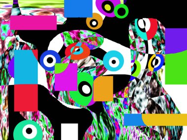 Renkli dalgalı şekiller, çizgiler, geometrik desenler, parlak renkler, soyut arkaplan