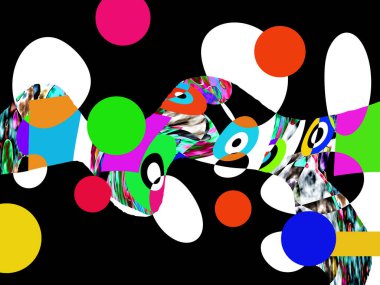 Renkli dalgalı şekiller, çizgiler, geometrik desenler, parlak renkler, soyut arkaplan