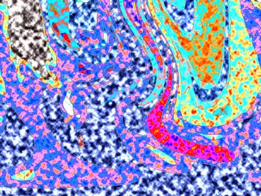 Dalgalı çizgiler. Soyut çizgiler. Doku arka planı. düzensiz desen. Şık modern. Pop sanat. Nokta etkisi. Ritmik gürültü parçacıkları. Paket için desen. Renkli vuruşlu duvar kağıdı.