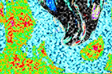 Renkli basit arka plan, dalgalı etkisi. Etkisi noktalarla. Ritmik ses parçacıklar. Tahıl doku. Renkli darbeleri ile duvar kağıdı. Duvar iç tasarım, lockscreen, paket için desen