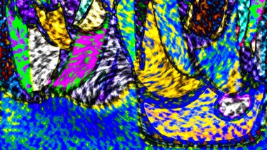 Modern tasarım çizimi. Çizgi ve renk bloğu geometrik şekiller. Pop sanat