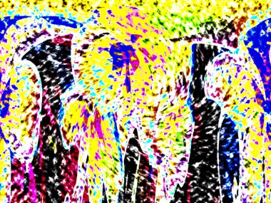 Modern tasarım çizimi. Çizgi ve renk bloğu geometrik şekiller. Pop sanat