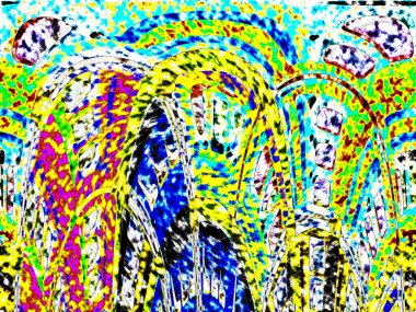 Modern tasarım çizimi. Çizgi ve renk bloğu geometrik şekiller. Pop sanat