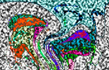 Modern tasarım çizimi. Çizgi ve renk bloğu geometrik şekiller. Pop sanat