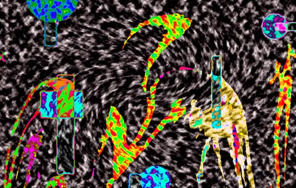 Modern tasarım çizimi. Çizgi ve renk bloğu geometrik şekiller. Pop sanat