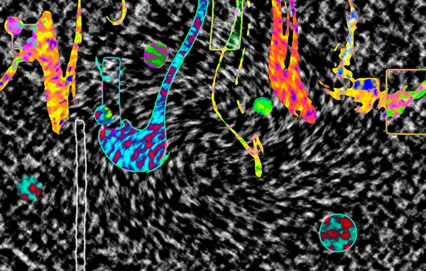 Modern tasarım çizimi. Çizgi ve renk bloğu geometrik şekiller. Pop sanat