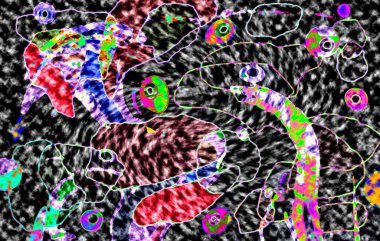 Modern tasarım çizimi. Çizgi ve renk bloğu geometrik şekiller. Pop sanat