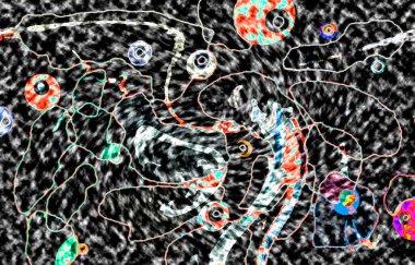 Modern tasarım çizimi. Çizgi ve renk bloğu geometrik şekiller. Pop sanat