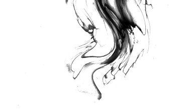 Yüksek kaliteli soyut Çin manzara resminin modern sanat arka planı alkol mürekkebiyle sunulmuştur..