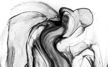 Yüksek kaliteli soyut Çin manzara resminin modern sanat arka planı alkol mürekkebiyle sunulmuştur..