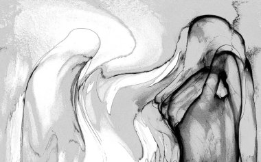 Yüksek kaliteli soyut Çin manzara resminin modern sanat arka planı alkol mürekkebiyle sunulmuştur..