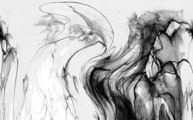 Yüksek kaliteli soyut Çin manzara resminin modern sanat arka planı alkol mürekkebiyle sunulmuştur..