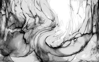 Yüksek kaliteli soyut Çin manzara resminin modern sanat arka planı alkol mürekkebiyle sunulmuştur..