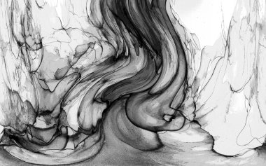 Yüksek kaliteli soyut Çin manzara resminin modern sanat arka planı alkol mürekkebiyle sunulmuştur..