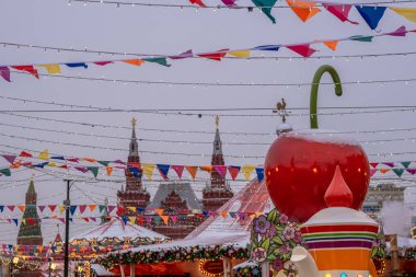 Moskova 'da Noel süsü. Yeni yıl arifesi hazırlıkları.