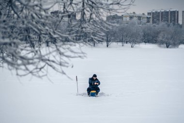 14.12.2021. Rusya, Moskova. Moskova 'da yoğun kar yağışı