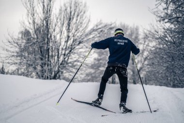 14.12.2021. Rusya, Moskova. Moskova 'da yoğun kar yağışı