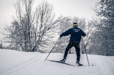 14.12.2021. Rusya, Moskova. Moskova 'da yoğun kar yağışı
