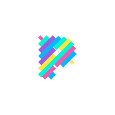 Renkli modern Piksel P Harf logosu tasarım şablonu. Yaratıcı teknoloji simgesi simgesi element Vektör İllüstrasyonu görsel kimliğiniz için mükemmeldir.