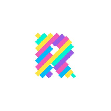 Renkli modern Piksel R Letter logo tasarım şablonu. Yaratıcı teknoloji simgesi simgesi element Vektör İllüstrasyonu görsel kimliğiniz için mükemmeldir.