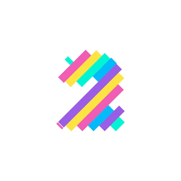 カラフルな現代ピクセル2番号ロゴデザインテンプレート 創造的な技術アイコンのシンボル要素ベクトルイラストあなたの視覚的なアイデンティティのための完璧な — ストックベクタ