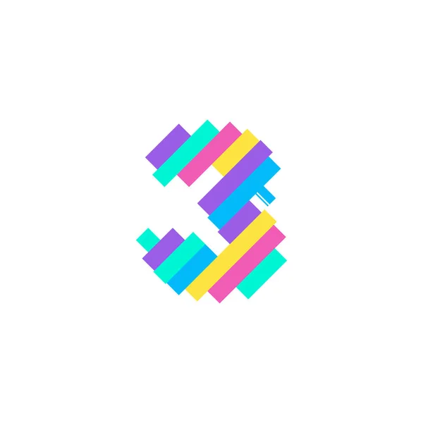 Renkli modern Piksel 3 numara logo tasarım şablonu. Yaratıcı teknoloji simgesi simgesi element Vektör İllüstrasyonu görsel kimliğiniz için mükemmeldir.