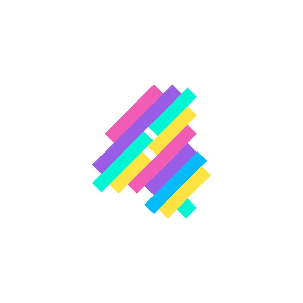 Renkli modern Piksel 4 numaralı logo tasarım şablonu. Yaratıcı teknoloji simgesi simgesi element Vektör İllüstrasyonu görsel kimliğiniz için mükemmeldir.