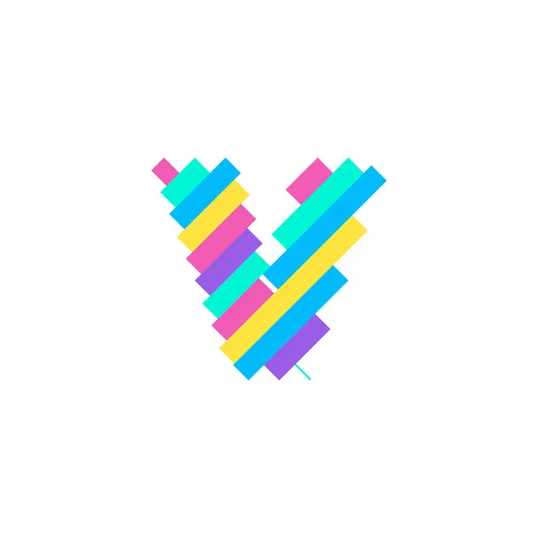 Renkli modern Piksel V logo tasarım şablonu. Yaratıcı teknoloji simgesi simgesi element Vektör İllüstrasyonu görsel kimliğiniz için mükemmeldir.