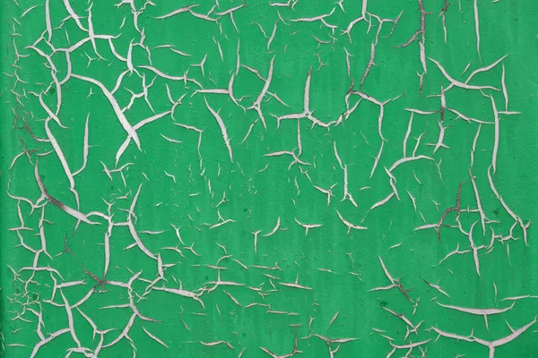 Fragment Van Een Gepleisterde Muur Oude Groene Verf Gebarsten Het — Stockfoto