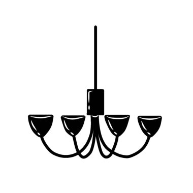 Beyaz arkaplanda avize lambası ikonu Vektör İllüstrasyonu.