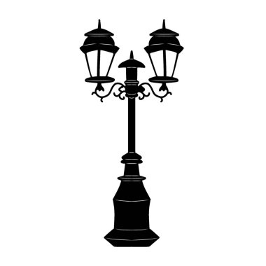 Bahçe lambası ikonu vektör tasarımı, bahçe lambası silueti vektörü. Vektör illüstrasyonu.