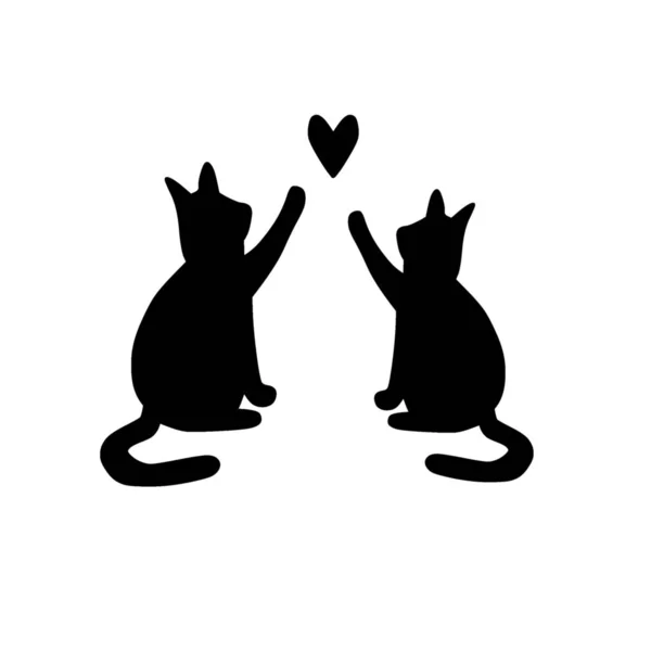 Vector Ilustração Personagem Design Casal Gato Cair Amor Pouco Coração —  Vetores de Stock