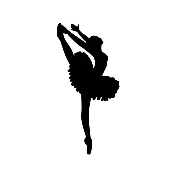 Silhouette Nera Una Ballerina Sfondo Bianco Illustrazione Vettoriale — Vettoriale Stock