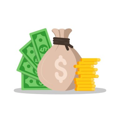 çanta para banknotları izole