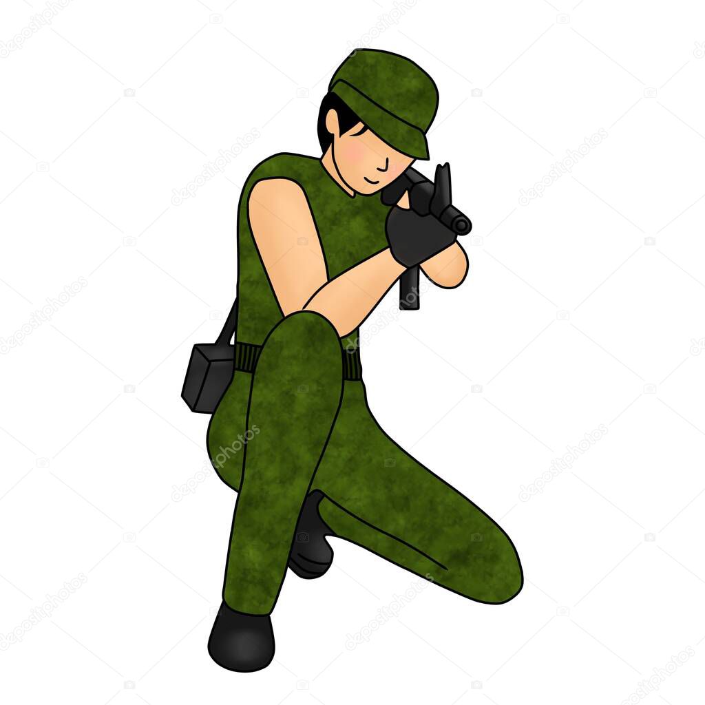 illustration of a soldier in a green uniform