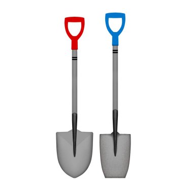Simple shovel clipart. Garden tools watercolor cartoon drawing.